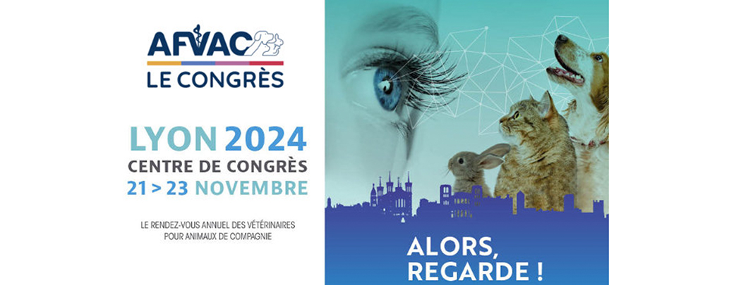 Affiche de l'Afvac Lyon 2024 événement pour les vétérinaires des aimaux de compagnie blog Ciry Pattes