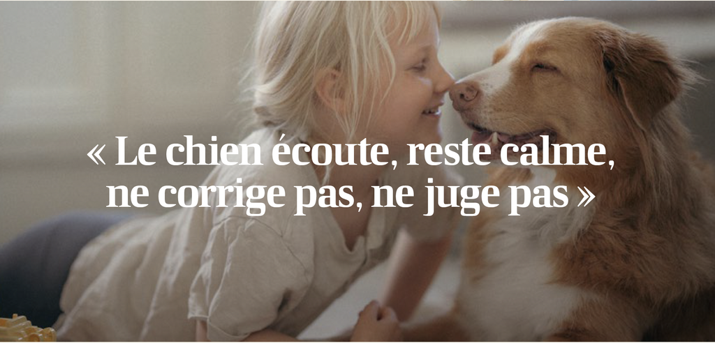 enfant avec un chien de médiation animale